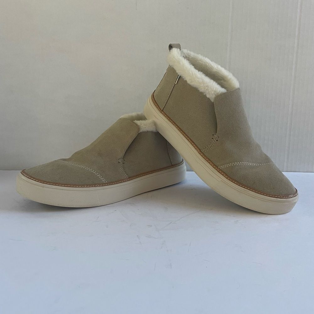 Toms Paxton Cobblestone Suede/Faux Fur Ankle Boot Sneaker Size 7.5